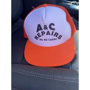 Vintage Trucker Hat A&C Repairs "We Fill Cracks" Snapback Cap YOUNG AN Korea